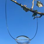 Μενταγιόν με διάφανο χαλαζία σε διπλό μαύρο ατσαλόσυρμα